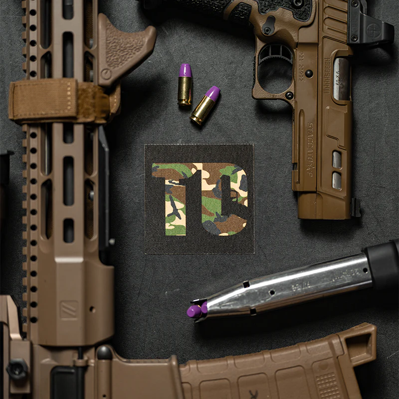 Durable Fabric Sticker – T1C Woodland Camo Edition - Image 2